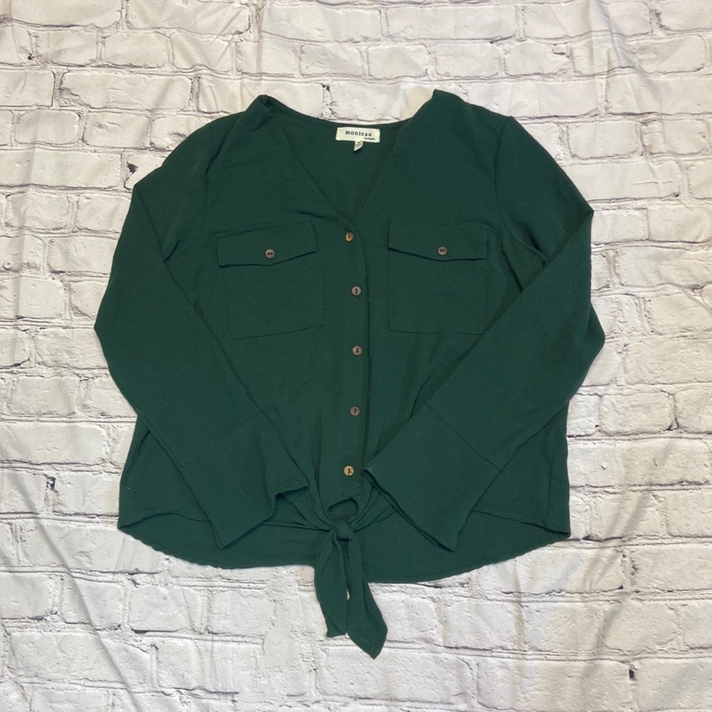 Green Button-down Blouse